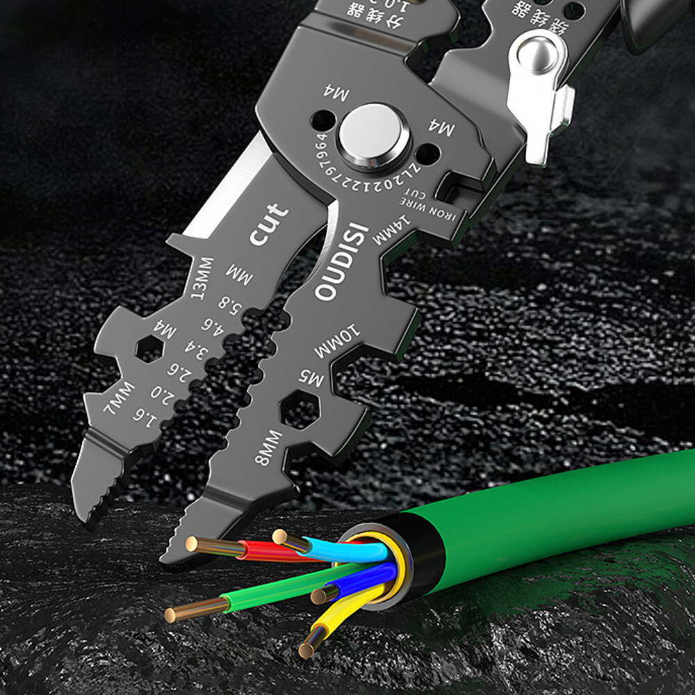 NANWEI Multi-functional Chrome Vanadium Steel Pliers Electrician Wire Separating Crimping Stripping Cutting Winding Clamping Tools for Home Appliance Maintenance