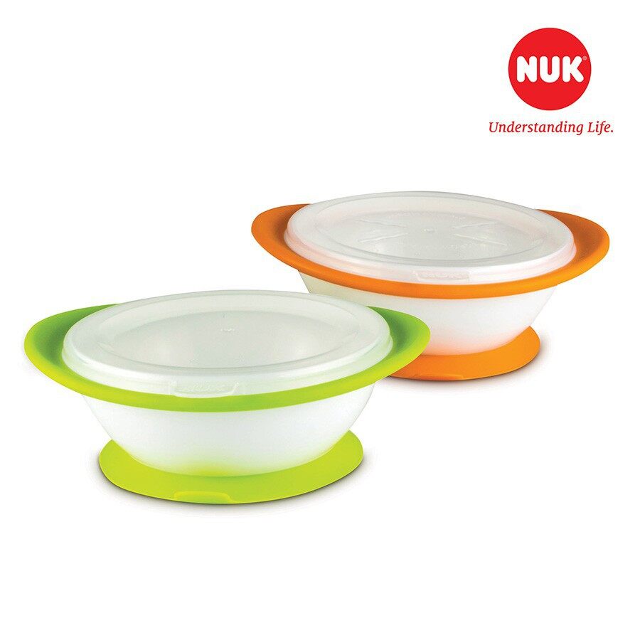 Bộ 2 bát ăn NUK chống đổ có nắp