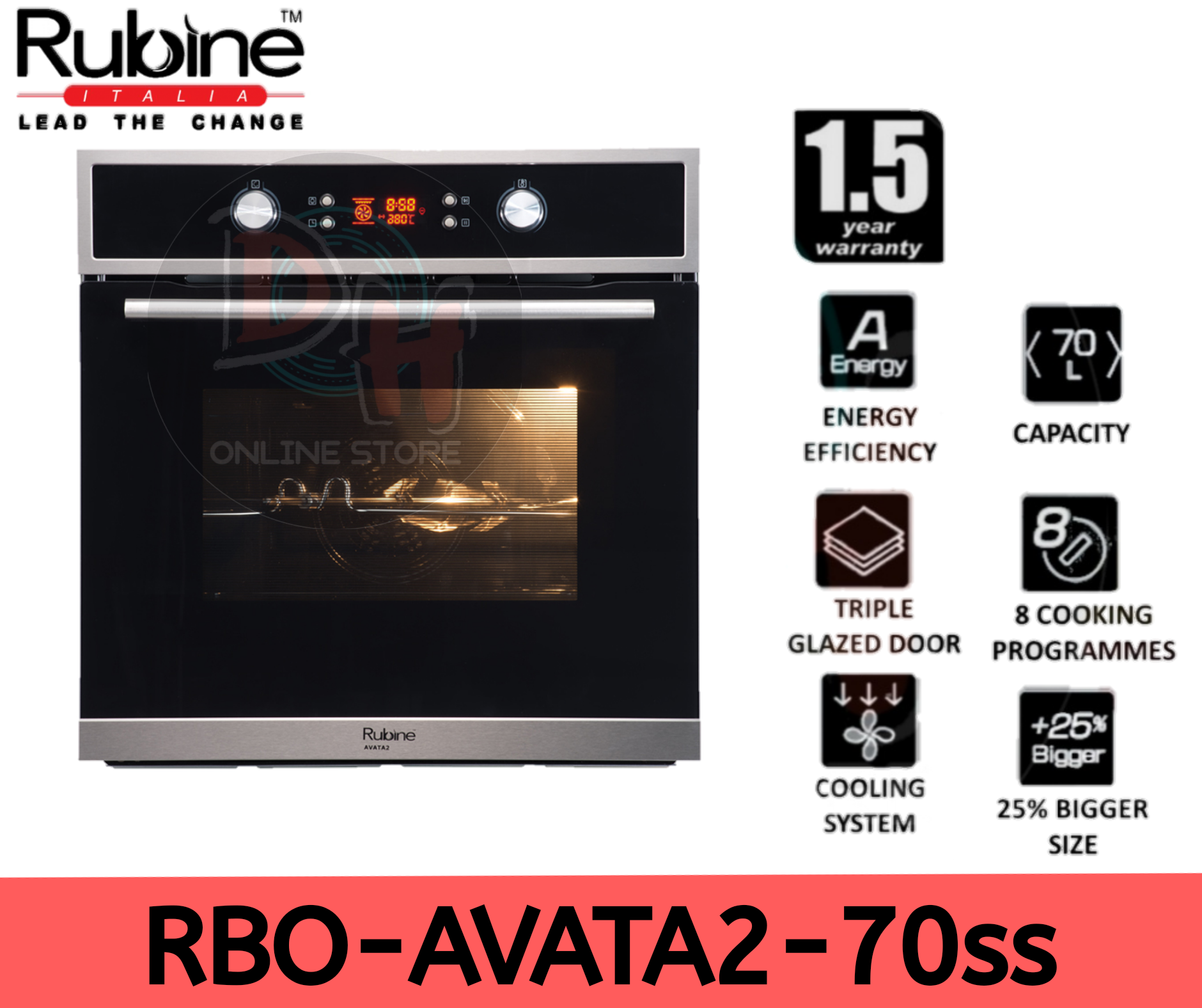 RUBINE BUILT IN OVEN RBOAVATA270SS Lazada