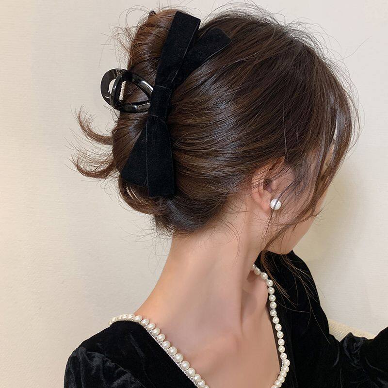 Fashion Korean Big Bow Velvet Hair Claws Double Sided Bow-Knot Grab Clip Hairpins Satin Barrette Hair Clip Hair Accessories