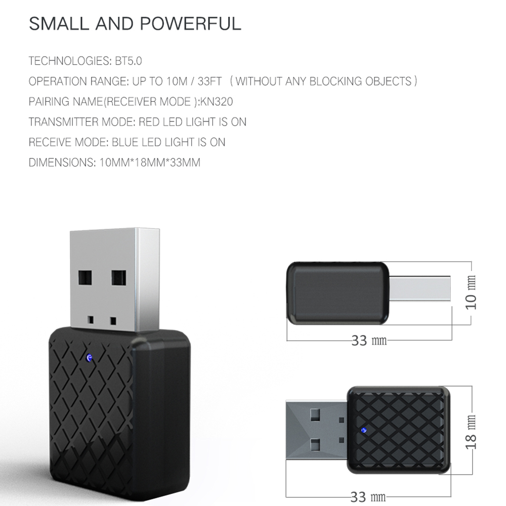 Bộ Thu Phát Bluetooth JTKE Bộ Phụ Kiện Xe Hơi 2 Trong 1 USB Bluetooth 5.0, Bộ Chuyển Đổi Thu Âm Thanh Mini Loa Âm Nhạc Không Dây Cho Xe Hơi Gia Đình