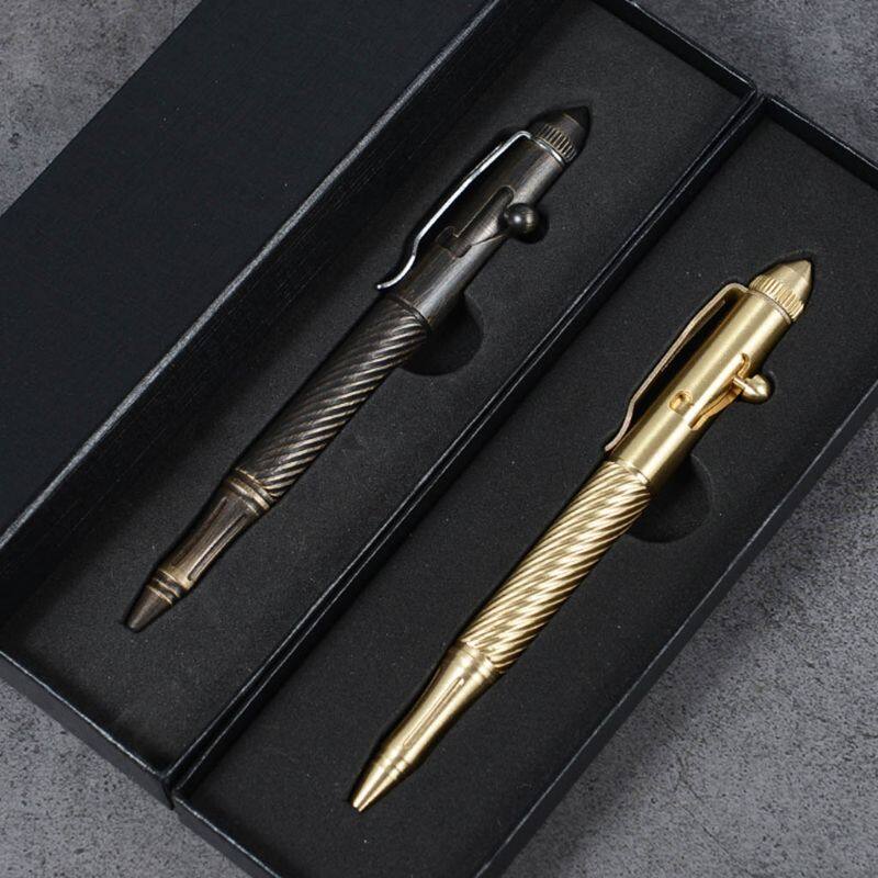 Solid Handmade Brass Gel Ink Pen Retro Twist Pattern Bolt Action Writing Tool School Office Stationery Supply
