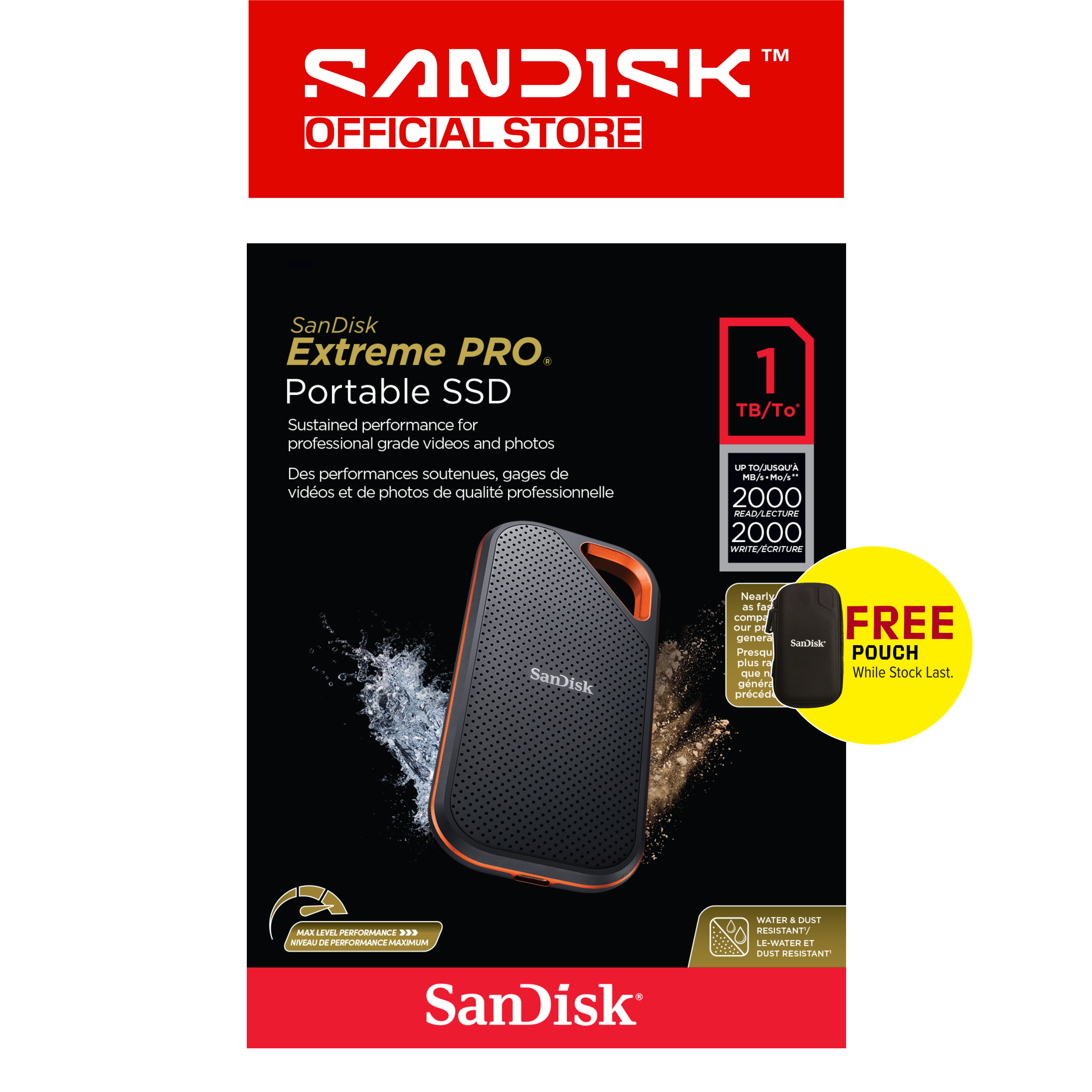 SanDisk Extreme Pro® Portable SSD V2 (1TB/ 2TB/ 4TB) Sandisk