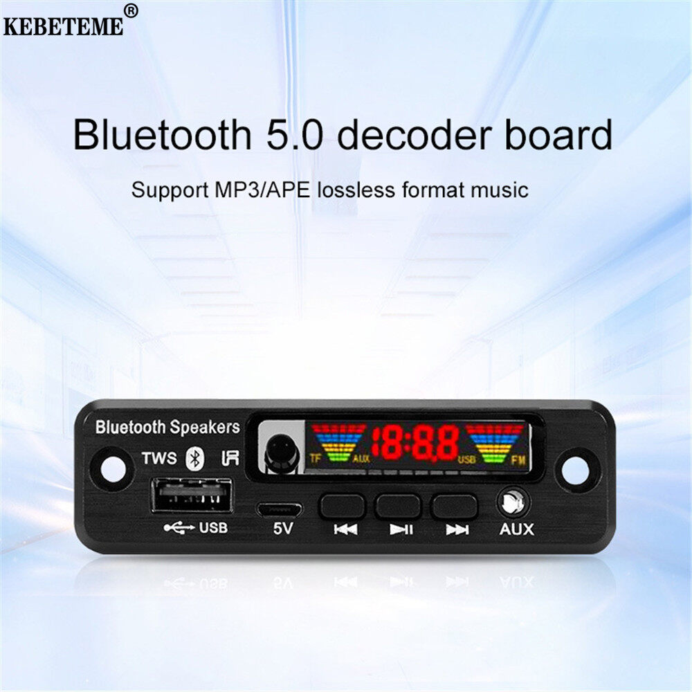 KEBETEME 5V MP3 WMA WAV Decoder Board Bluetooth 5.0 Wireless Audio Module Color Screen USB AUX TF FM Radio For Car Accessories