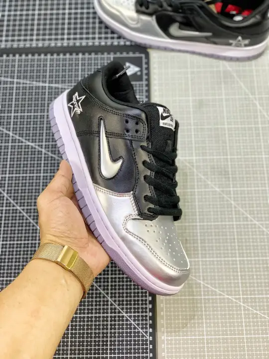 supreme x nike sb dunk low metallic silver