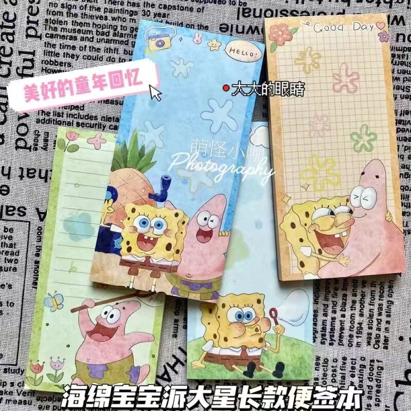 Sticky notes spongebob 4pcs pads self-stick notes15.5 x 7.5cm, 50sheets/pad