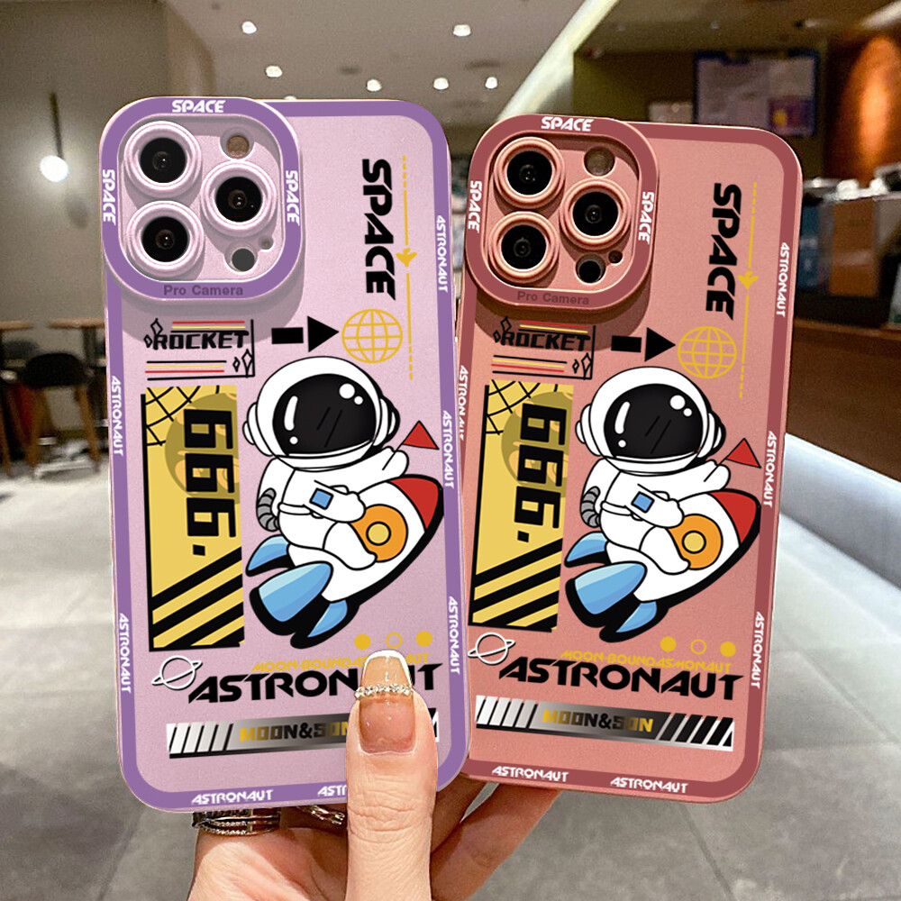 Jizetin Phone Casing For Redmi Note 11 Note 11 Pro Note 11 Pro 5G Note 11S Note 10 Note 10 5G Note 10 Pro Note 10S Cute Cartoon Space Astronaut Soft Rubber Cellphone Casing New Full Lens Camera Protect Shockproof Case