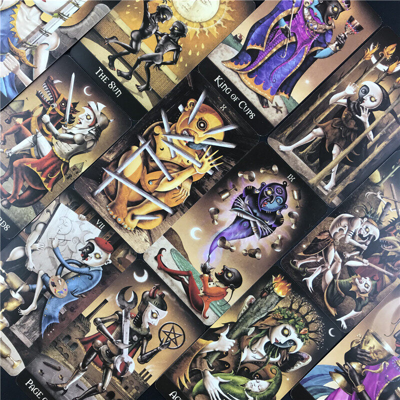 Bộ Bài Tarot Deviant Moon Kèm Sách Hướng Dẫn Bằng Giấy | Kích Thước Lớn Tiêu Chuẩn 12X7Cm | Bộ Bài Tarot 78 Tờ Và Sách Hướng Dẫn Phiên Bản Tiếng Anh | Tarot Oracle Card