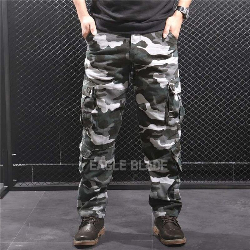 1L- Tactical Cargo Pants Men S8C/29-44 Multi Pocket Camouflage Hiking Pants Tactical Pants Training Pants Army Pants Men Military Pants 100% Cotton Outdoor Pants