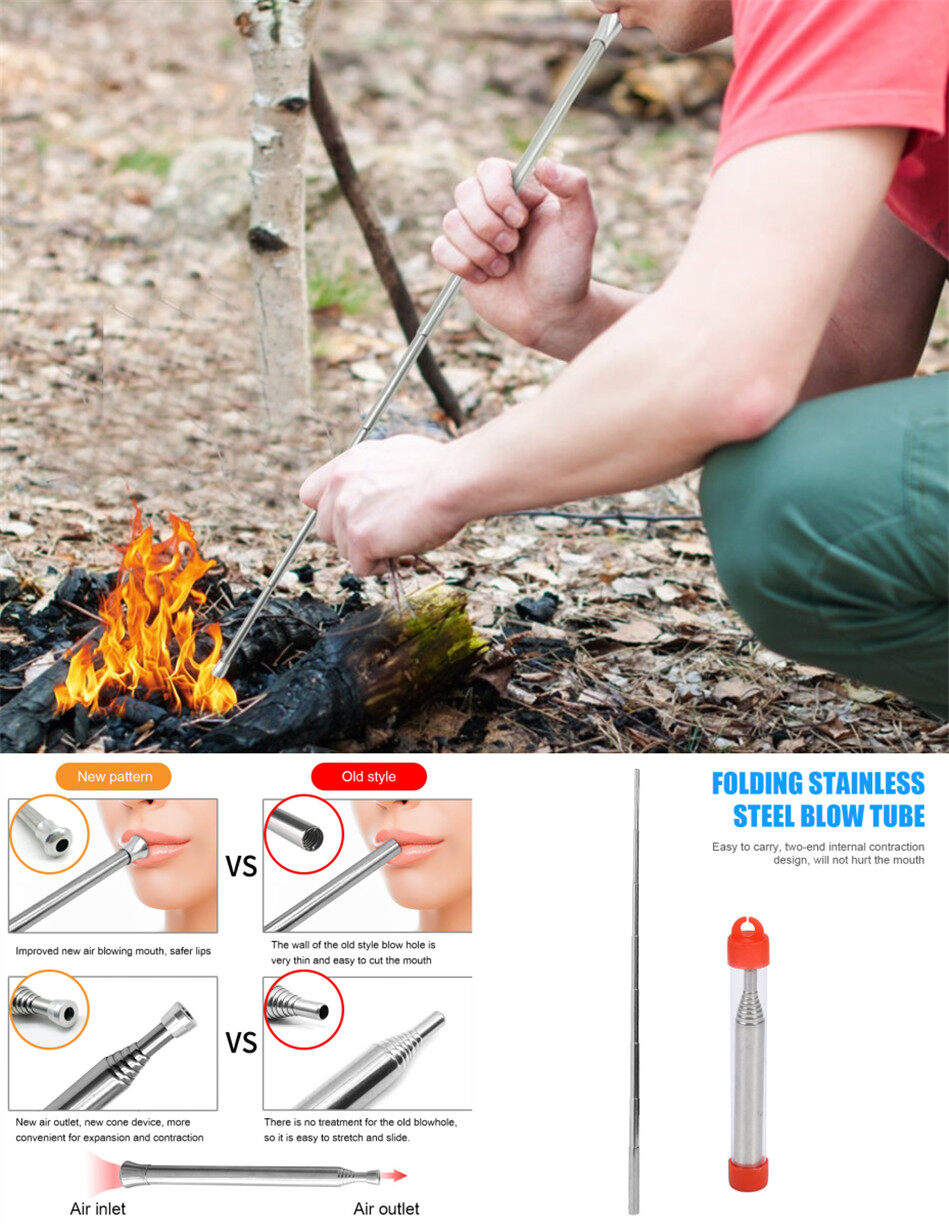 (Ready) Outdoor Cooking Blow Fire Tube Portable Camping Fire Pipe
