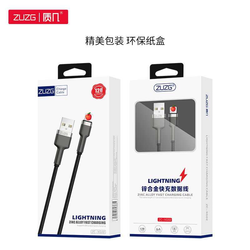 ZUZG 120W 6A PD Zinc Alloy Charging Cable USB to iOS USB to Type C USB to Micro Type C to Type C for iPhone Oppo One Plus Hua wei Samsung Xiaomi Fast Charging Data Cable