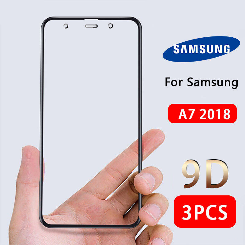 UCUC Tempered Glass Film For Samsung Galaxy A54 5G A7 2018 (3Pcs) Upgrade 9D Full Cover Anti-Tempered Glass Screen Protector
