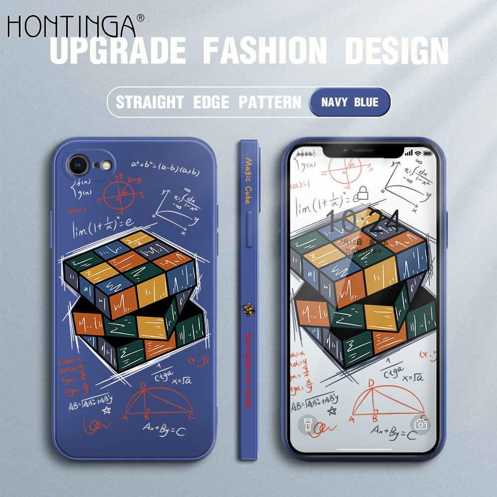 Hontinga vỏ trường hợp dành cho iphone 6 6s 7 8 plus se 2020 ốp lưng khối rubik công thức toán học ốp họa tiết viền silicon mềm dạng lỏng chính hãng hình vuông ốp bảo vệ toàn bộ camera ốp lưng điện thoại, ốp mềm cho nam