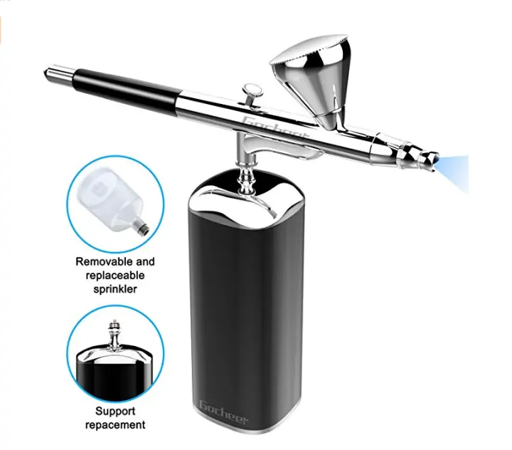 6 CC Cup Lvylov Portable Airbrush Kit with Dual-Action Airbrush 0.3mm Needle Black Airbrush Kit Mini USB Rechargeable Air Compressor Low Noise for Art Hobby,Makeup,Nail Art,Cake Decoration