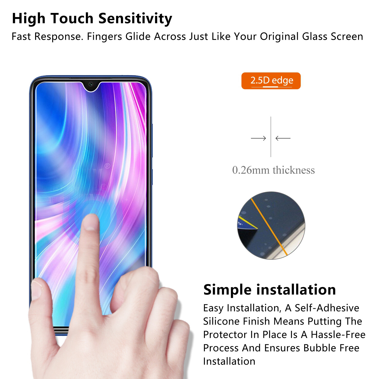 [Songful] 2 chiếc cho Xiaomi Redmi Note7/Note7 Pro Note 8/Note8 Pro cao cấp 2.5D 9H kính cường lực miếng dán bảo vệ màn hình đầy đủ