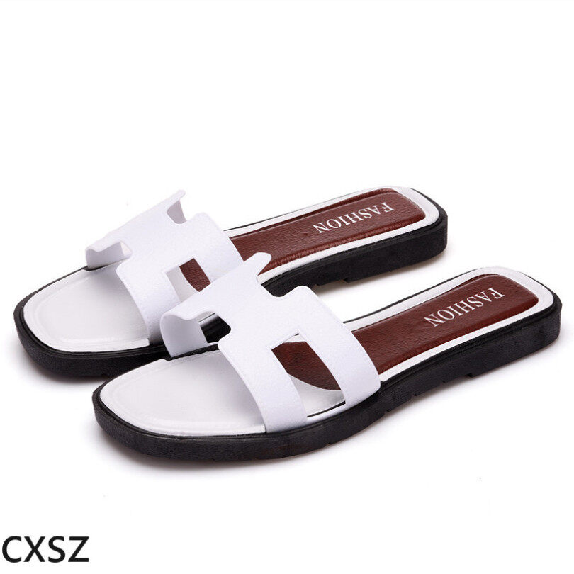 Dép và dép đi trong nhà kiểu Anh cxsz cho nữ, dép quai ngang thời trang chống trượt H Belt đi mùa hè ngoài trời và trong nhà giá rẻ