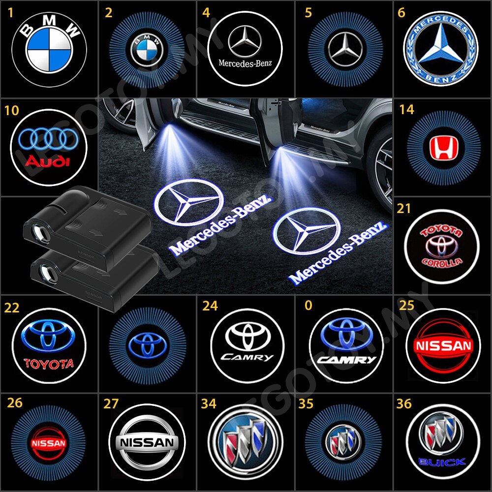 ZR For 2Pcs Lamp 3D Projector Door Mobile Daihatsu Toyota Honda Mitsubishi Nissan Logo Welcome lamp