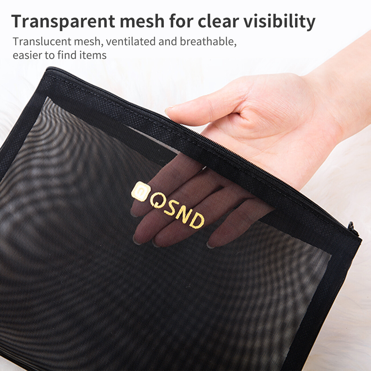 Homenhome Túi Đựng Đồ Trang Điểm Lưới Nylon Trong Suốt Dung Tích Lớn