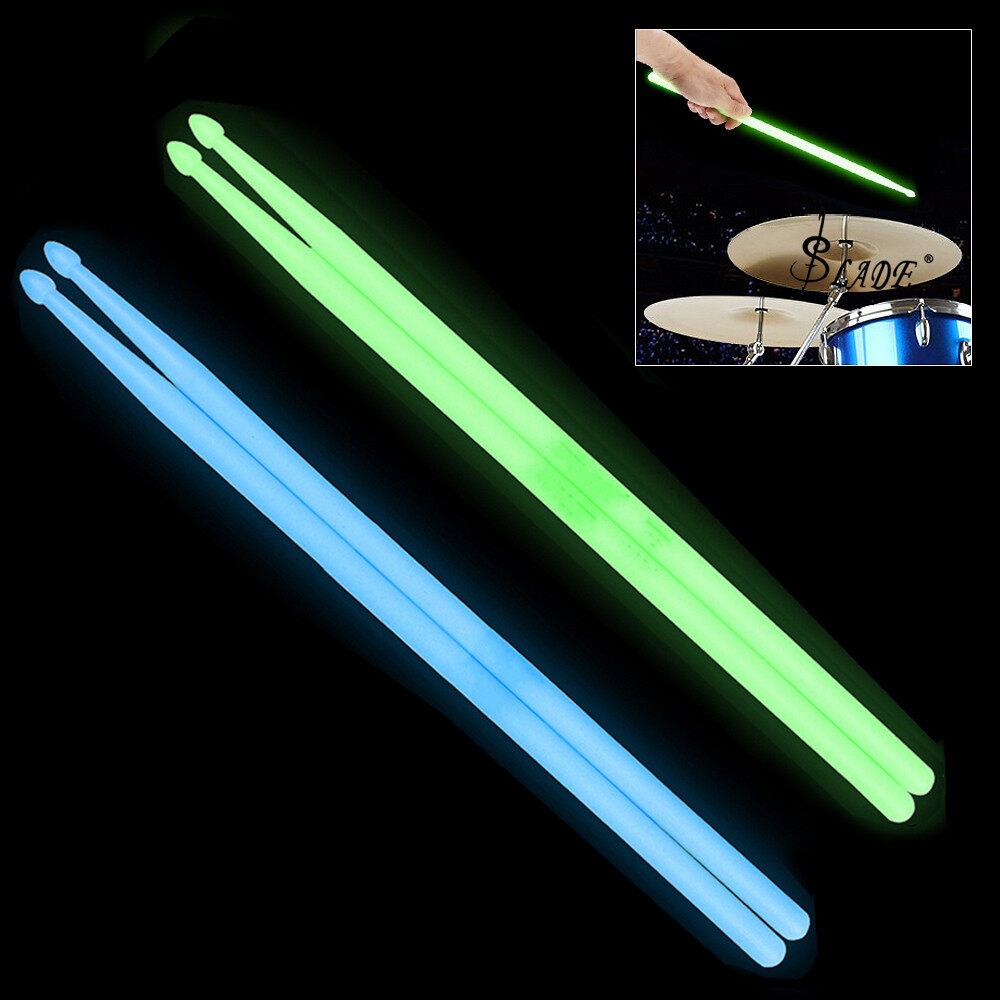 SLADE One Pair 5A Drum Sticks Luminous Drumsticks Noctilucent Drum Stick Glow in The Dark 2 Colors Optional