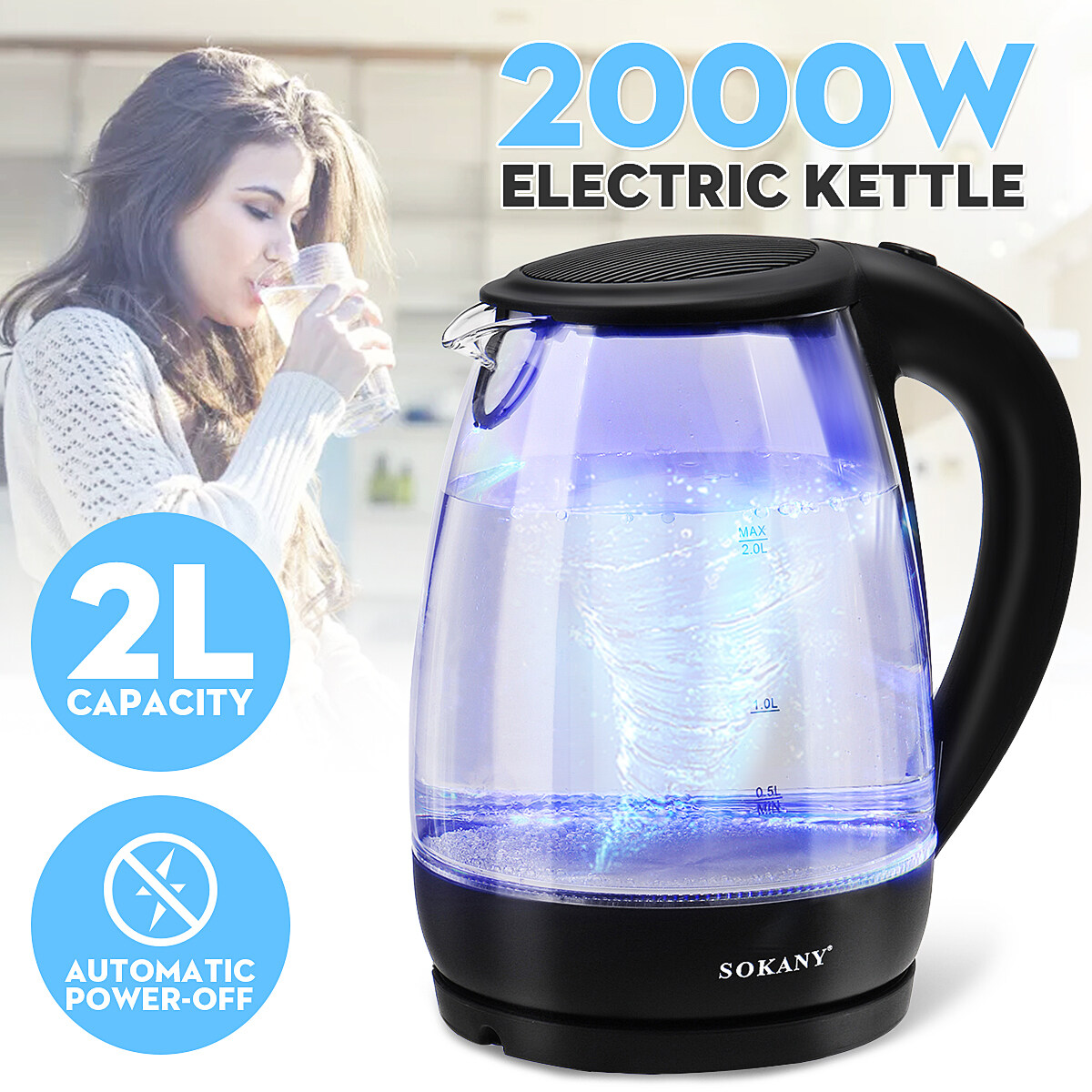 blue water kettle