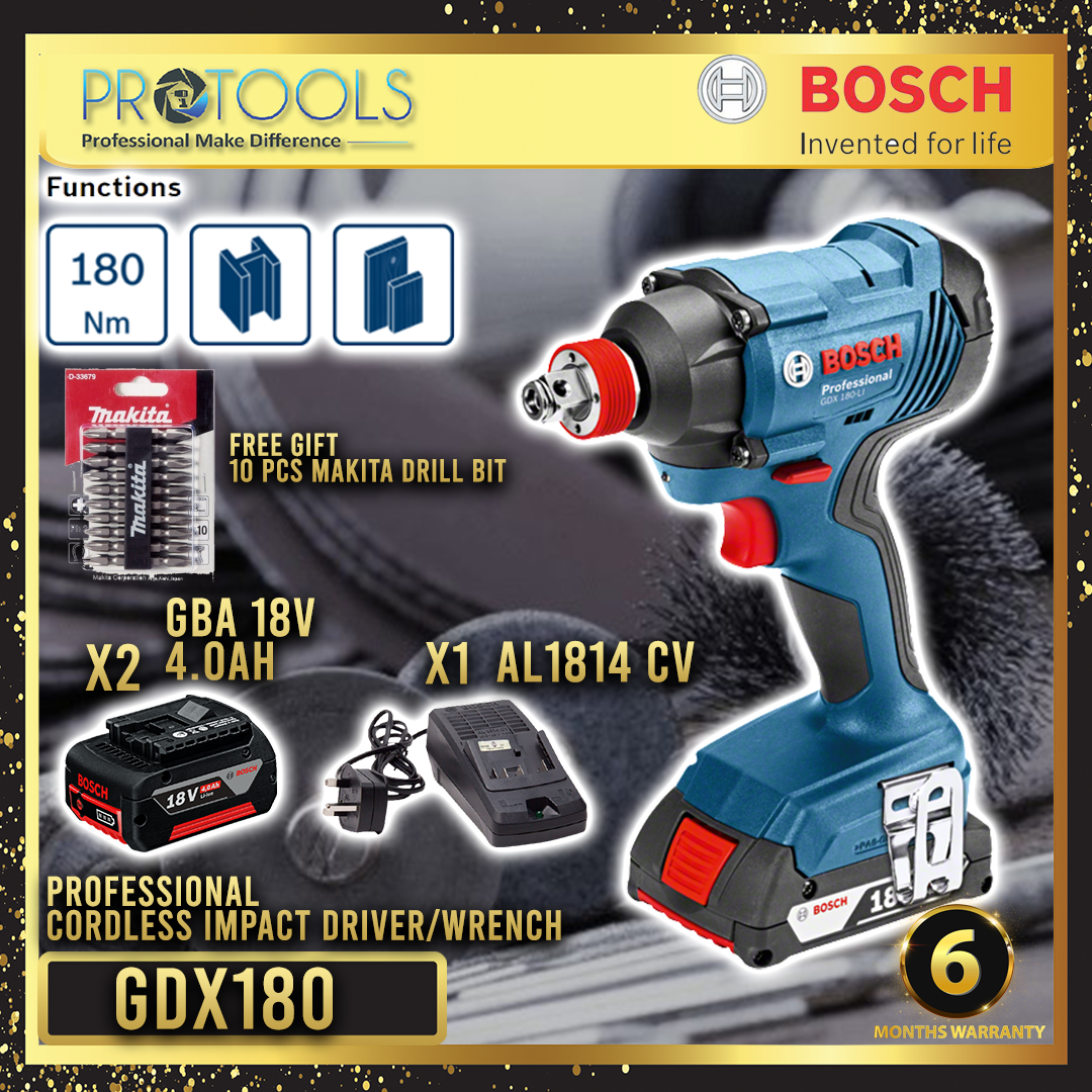 Bosch Gdx 180 Li Professional Cordless Impact Driver Wrench 18v