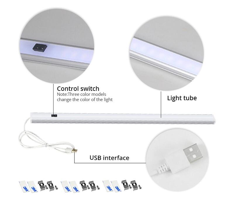 JustLiving Đèn LED Nhà Bếp Thông Minh Chạy Bằng USB 5V Đèn Cảm Biến Quét Tay Đèn Nền Độ Sáng Cao Cho Tủ Quần Áo Ngăn Kéo 30/40/50cm