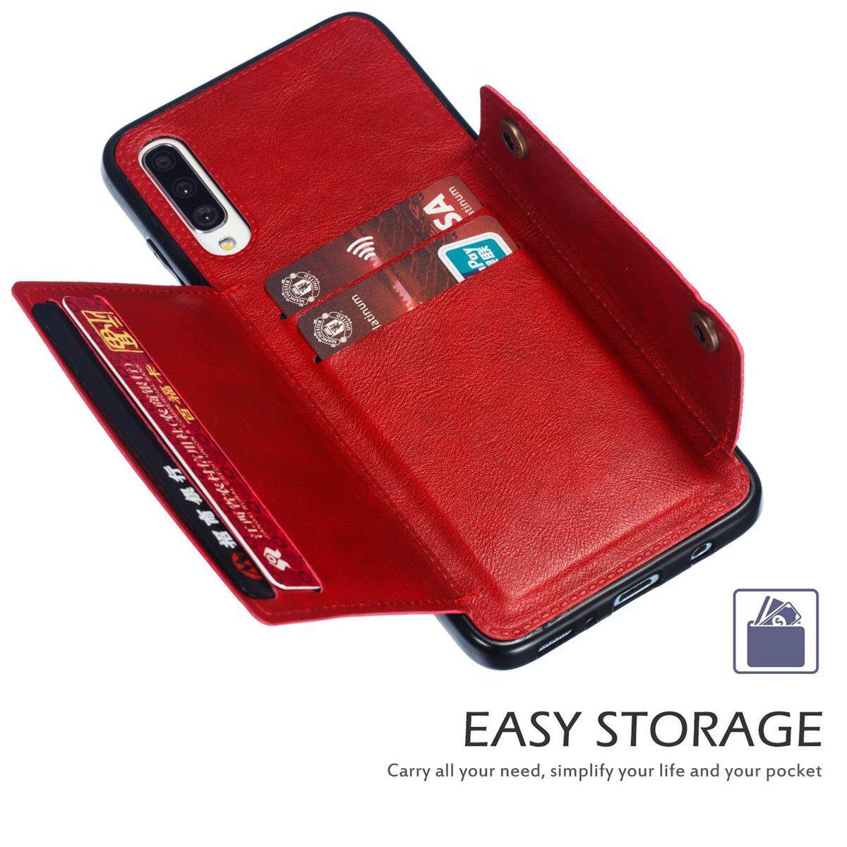 Cho Samsung A70 a70s da trường hợp nhiều Folio lật Bìa Wallet trở lại trường hợp vỏ, có thể làm việc với gắn trên xe hơi, ẩn thẻ tín dụng ID khe giữ, retro nút kim loại clasp, đứng hỗ trợ