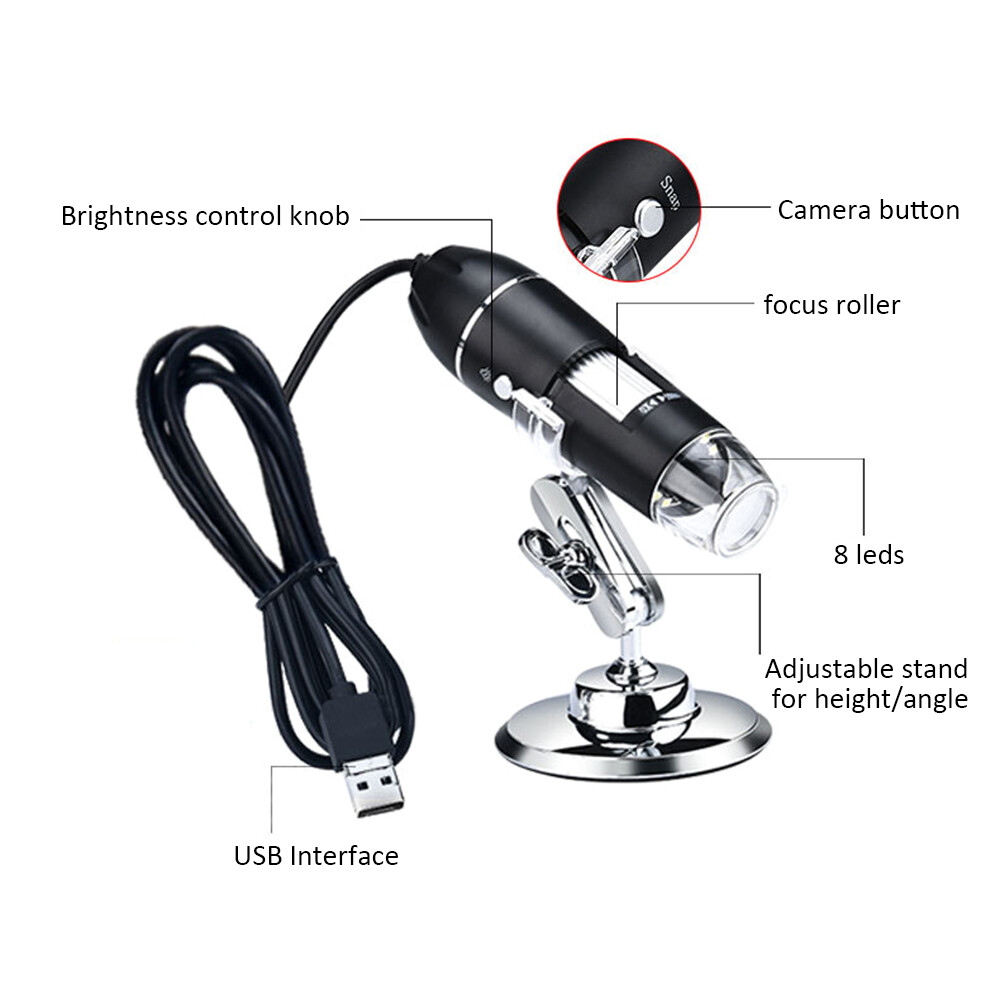 Kính Hiển Vi Kỹ Thuật Số KKmoon 3 Trong 1 USB & MICRO USB & Type-C Camera Phóng Đại 1600X 8 Đèn LED Có Chân Đế, Tương Thích Với Kính Lúp Kiểm Tra Cầm Tay Android Windows/XP Win 7 8 10 Vista Linux Mac