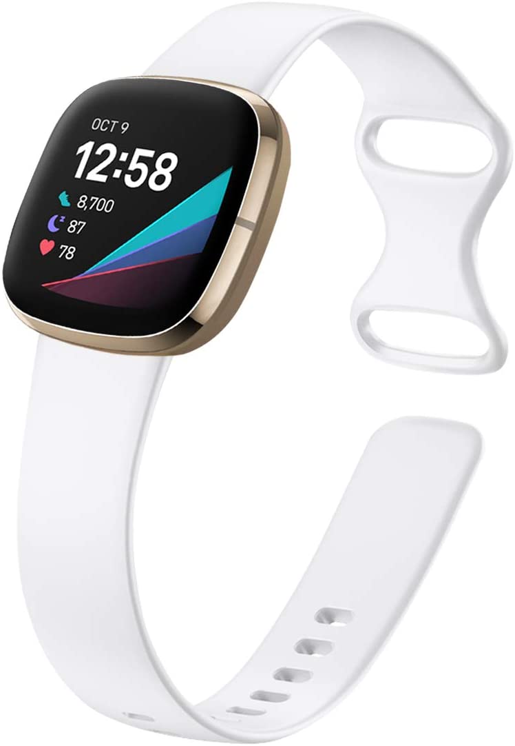 Sports Band Compatible with Fitbit Versa 4/Fitbit Versa 3/Fitbit Sense 2/Fitbit Sense for Women Man, Soft Silicone Replacement Watch Strap Wristband Accessories for Fitbit Sense Smart Watch