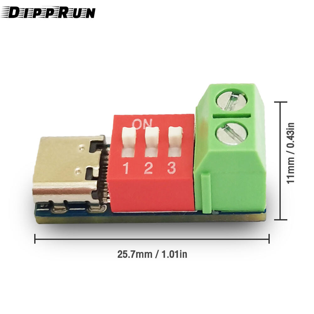 DIPPRUN Type-C PD Decoy Module QC Trigger 5V~20V DC Adjustable Voltage Power Module Dial Adjustment Voltage Fast Charging Decoy Module