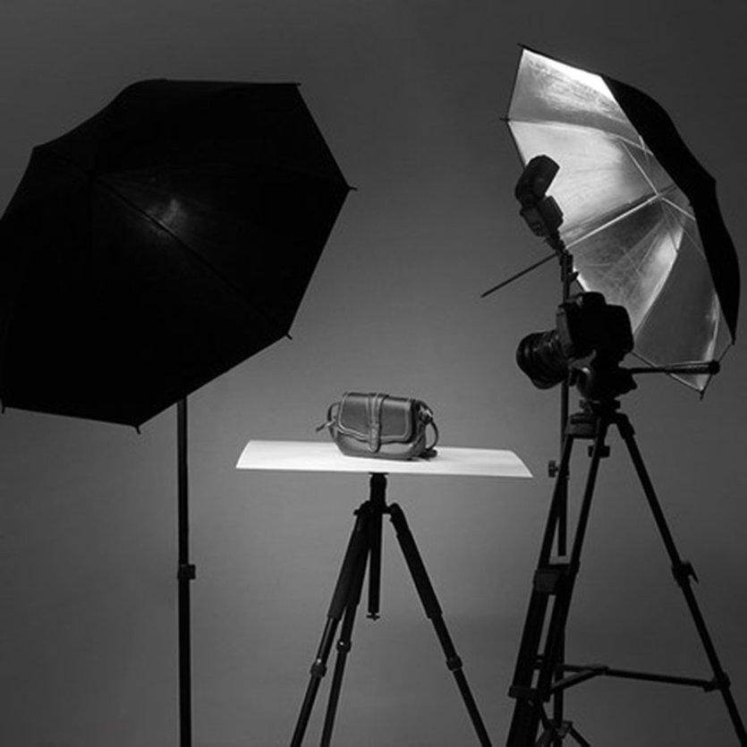 OH 83cm Studio Flash Light Grained Black Silver Umbrella Reflective Reflector