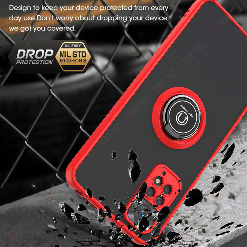 ROAZIC Cho Xiaomi Redmi Note 11 Note 11S Ốp Điện Thoại Phiên Bản Toàn Cầu Ốp Giữ Xe Hơi Từ Tính Mờ Mờ Ốp Lưng Chống Sốc Cạnh TPU Mềm Giá Đỡ Nhẫn