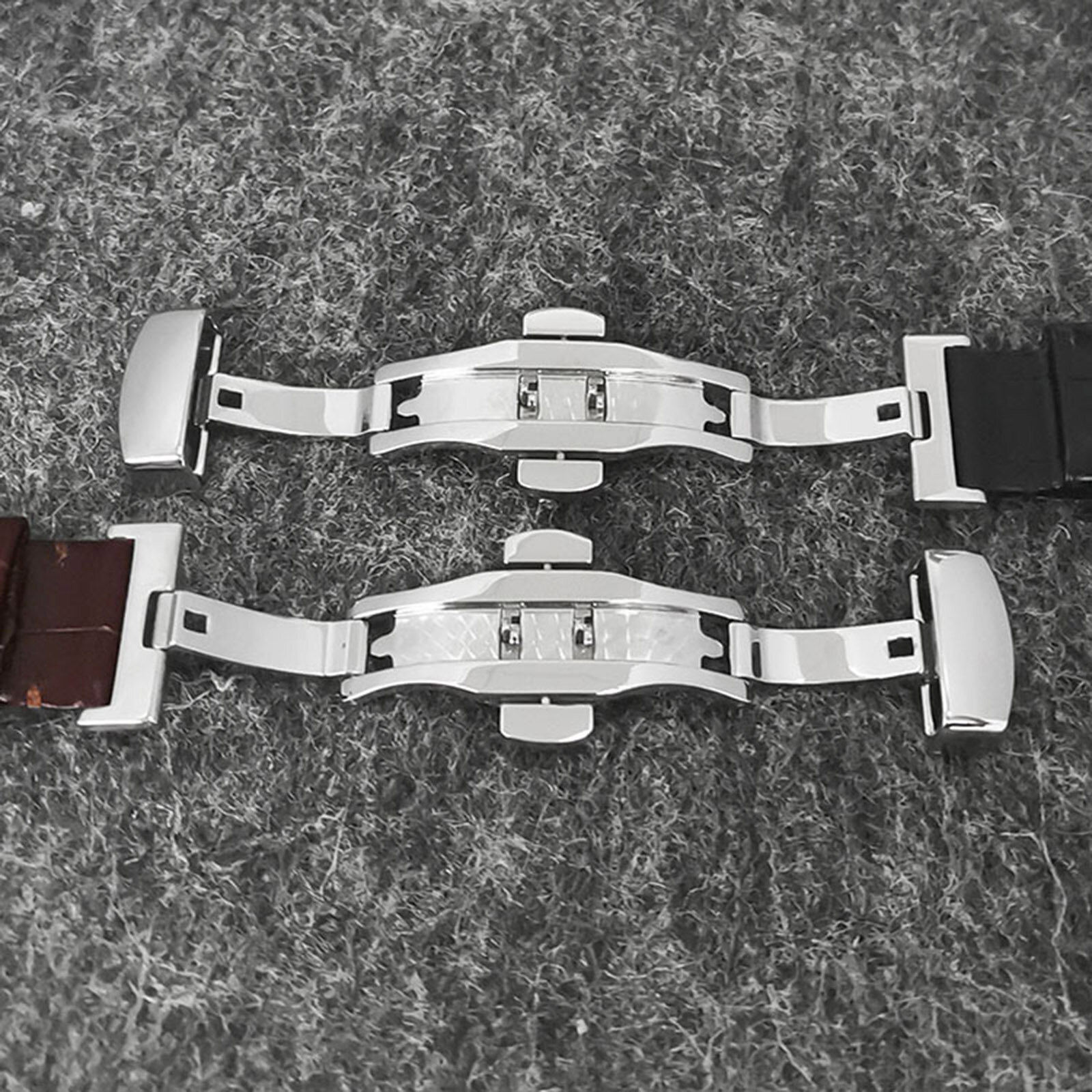 Vỏ Đồng Hồ Đáy Trong Suốt 39MM + Dây Đeo Bằng Da Khóa Đôi Hình Bướm Phụ Kiện Thay Thế Đồng Hồ