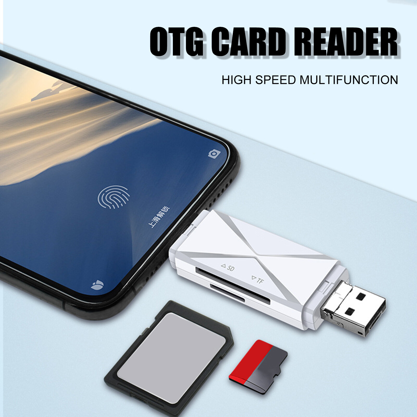Tanjiaxun 4 in 1 usb 2.0 high speed 2 slots otg micro-sd/tf card reader adapter for phone