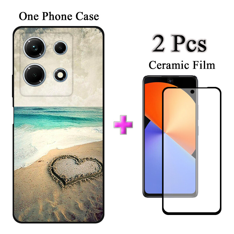 For Infinix Smart 6 HD X6512 Fashion Painted Soft Case For Infinix Smart 6  HD 2 IN 1 With Two Piece Ceramic Film