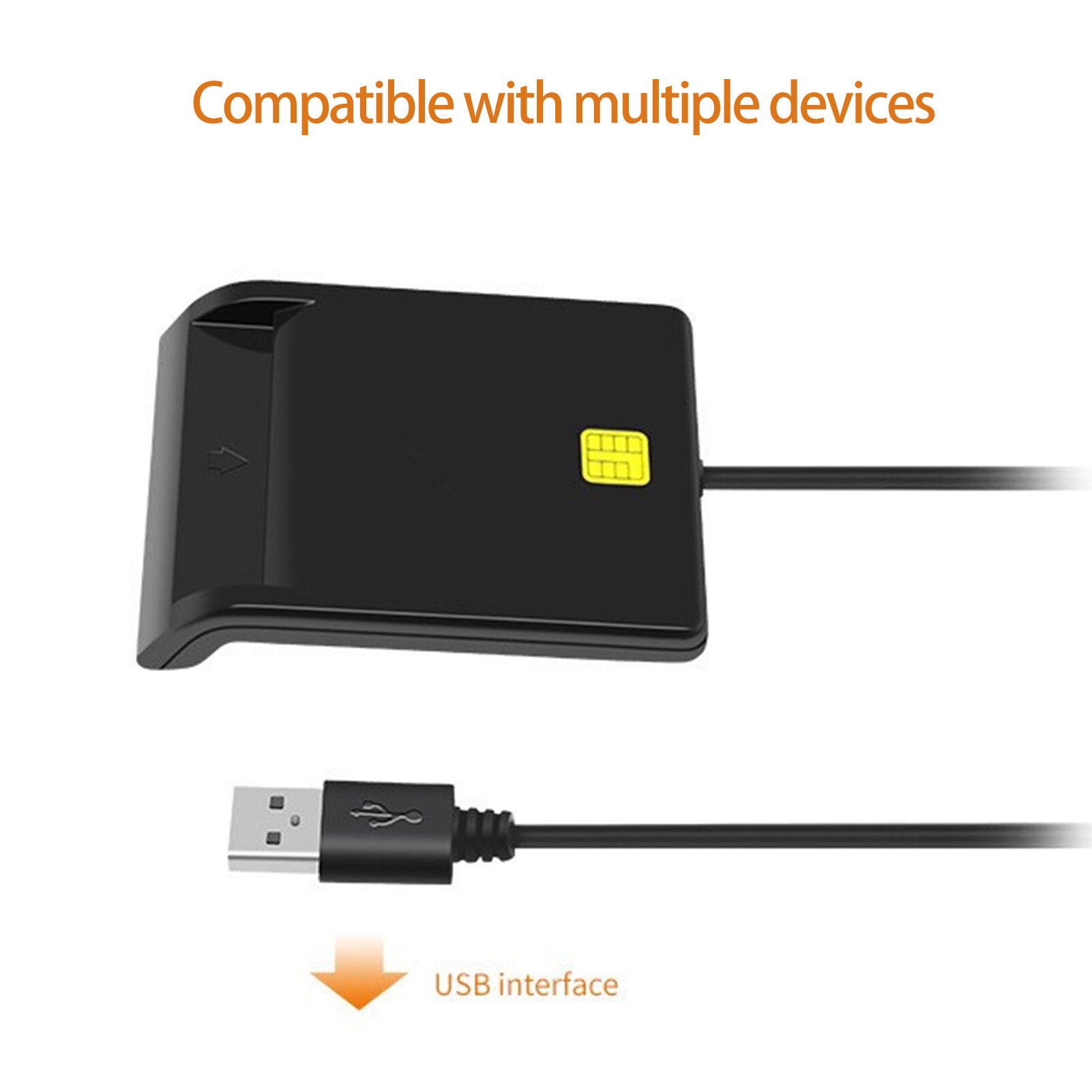 Anxinshui 1 Set Card Reader Intelligent Identification SM/C/ID/SD Card Accurate Reading with LED Light Support Touch Chip Card Operations Smart Chip Reader Office Products Smart Card Reader