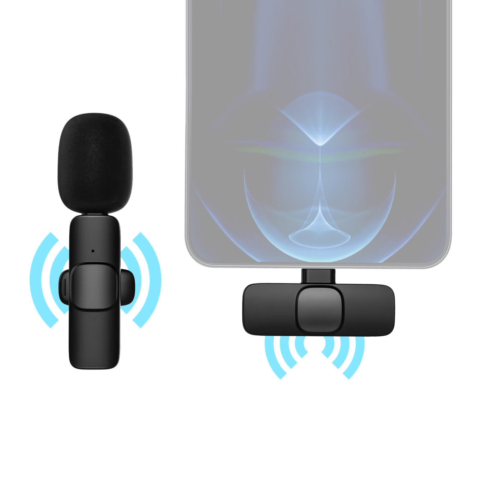 Vieline-Micro Cài Áo Kẹp Không Dây Mini Mic Đa Hướng 2 Đầu Chuyển Đổi 1 Đầu Thu Có Ống Hút Gió Cổng Type-C Thay Thế Cho Điện Thoại Thông Minh Android Trực Tiếp St-ream Phỏng Vấn Ghi Âm Hội Nghị Video Giảng Dạy Trực Tuyến