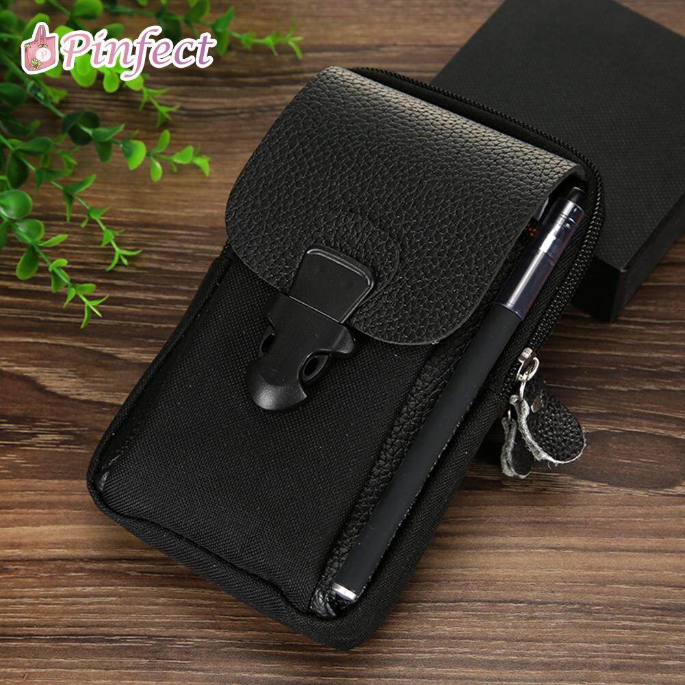 [Pinfect] Men Canvas Fanny Waist Bag Multi-function Business Casual Mobile Phone Belt Bum Pouch Zipper Pocket Father Boyfriend Gift