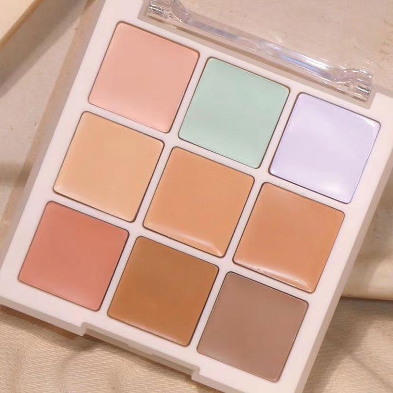 Dorisna 9 Colors Face Concealer Makeup Professional Face Highlighter Concealer Palette Smooth and Moisturizing Texture Cream Contour Makeup