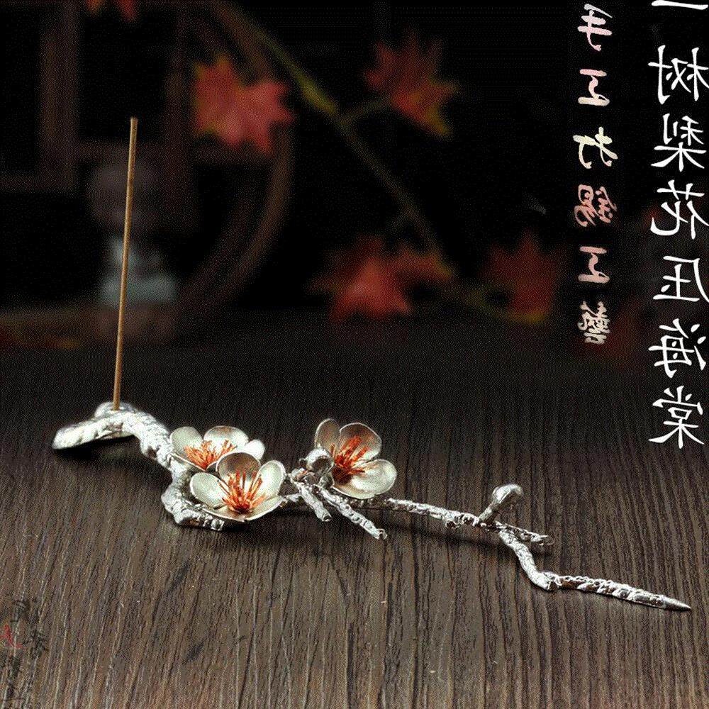 Pure tin plum blossoms, hand-made tin incense burner, incense line, incense coil, incense, plum blossoms, incense, small ornaments