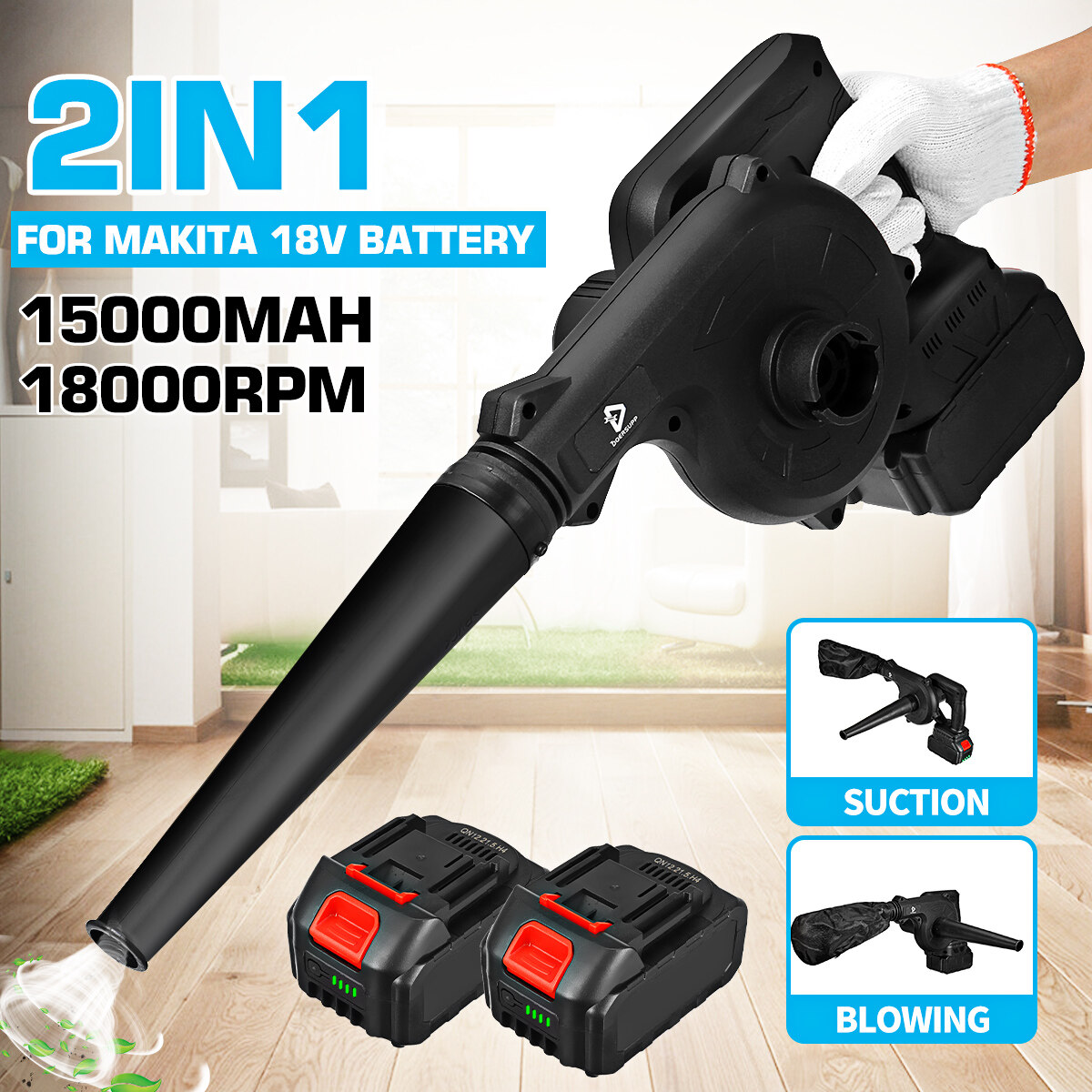 1000W 21V Handheld Electric Air Blower Dust Collecting Computer Dust