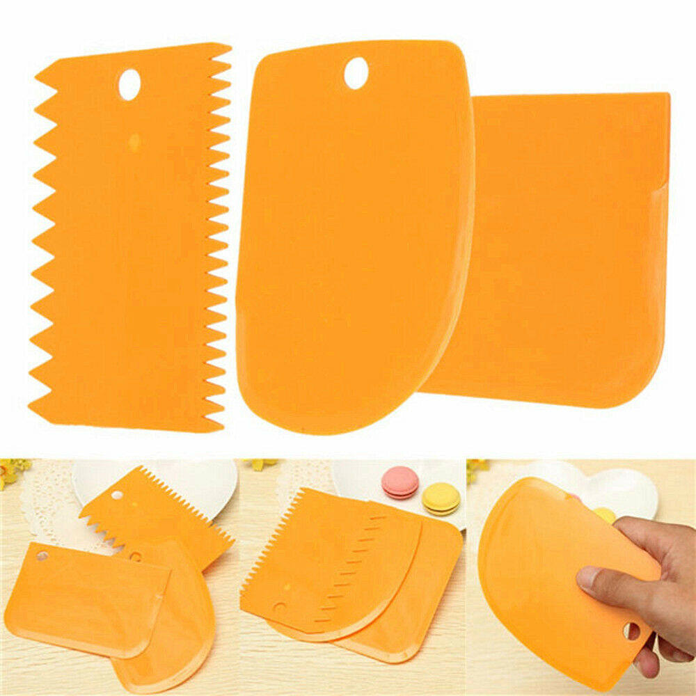 [YESPERY] 3 Cái/bộ Pastry Scraper Công Cụ Kit Dụng Cụ Nạo Bánh Bộ Dụng Cụ Cắt Nấu Ăn Trang Trí Cạnh Lược & Kem Mịn Hơn Dụng Cụ Làm Mềm Bột Bánh Mì