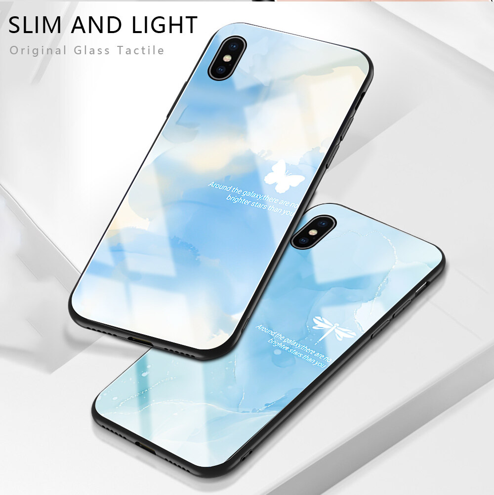 Jizetin Hard Case For Xiaomi MI Note 10 Note 10 Pro CC9 Pro Note10 Lite Multicolored Dreamlike Painting Design Shockproof Glossy Case Tempered Glass Back Cover Casing