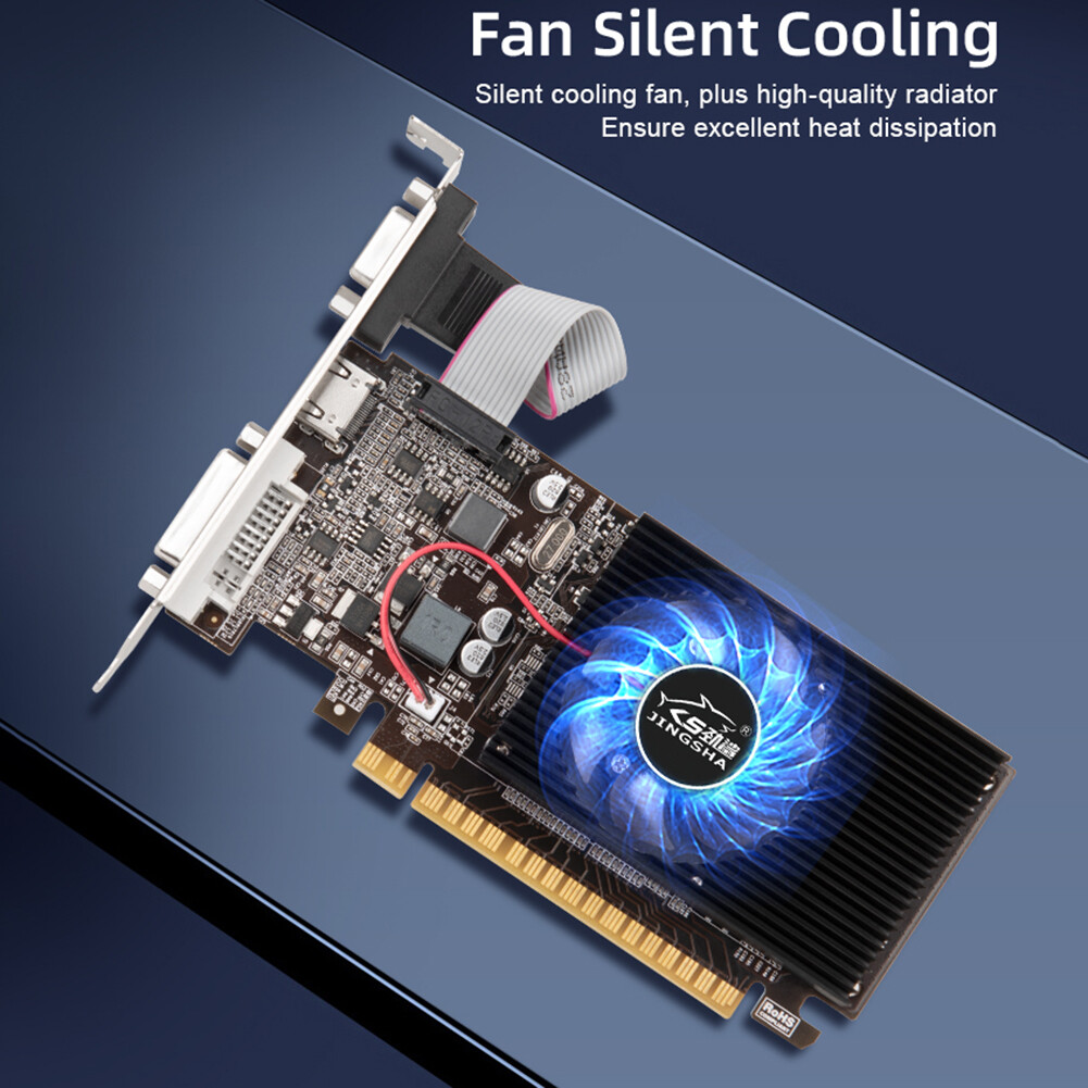 GT610 Display Card 810MHZ DDR3 1GB Computer Graphics Card HD VGA DVI Interface Replacement Accessories for Computer Desktop Game