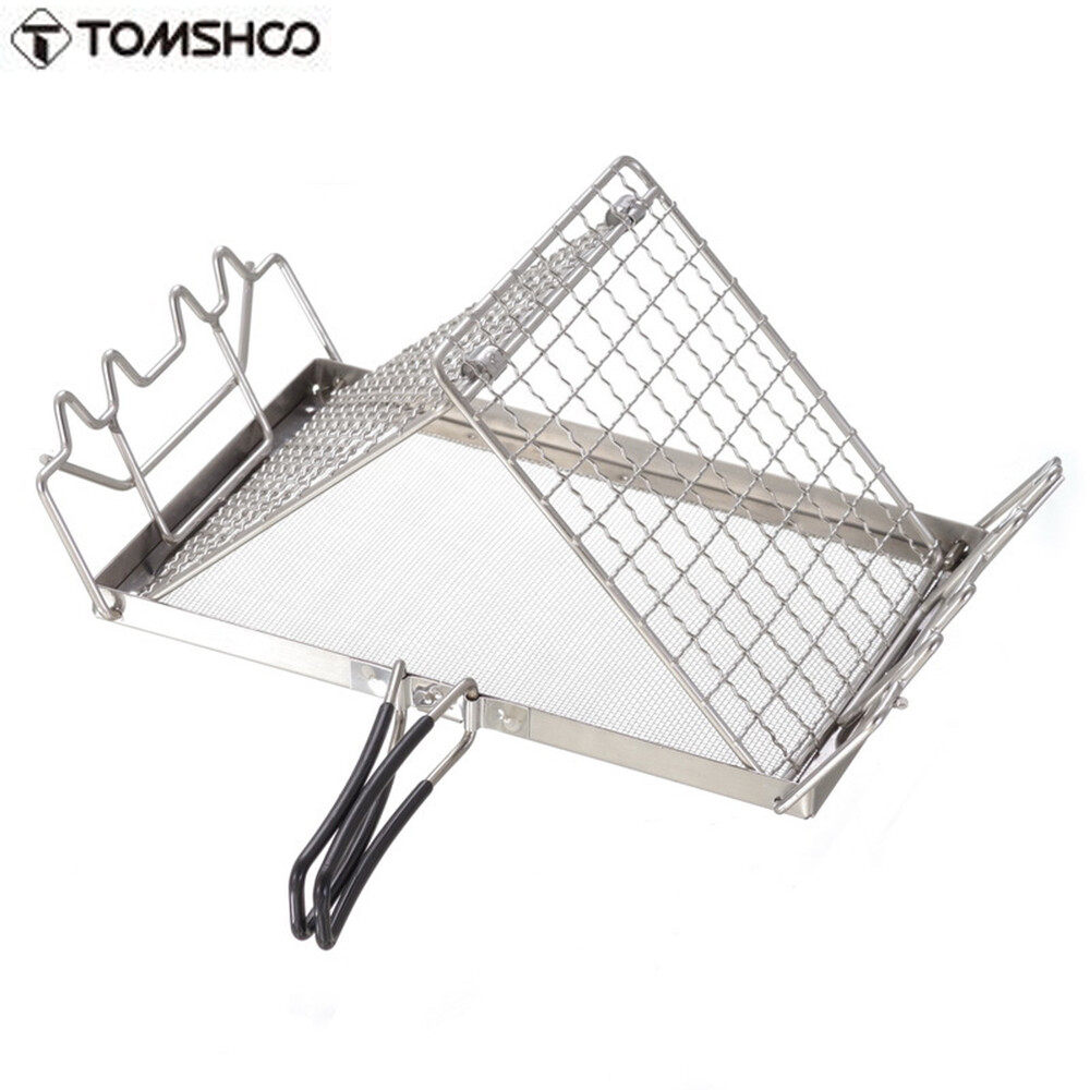 TOMSHOO Folding Camp Stove Toaster Stainless Steel Bread Toaster Rack for Camping Backpacking Picnic