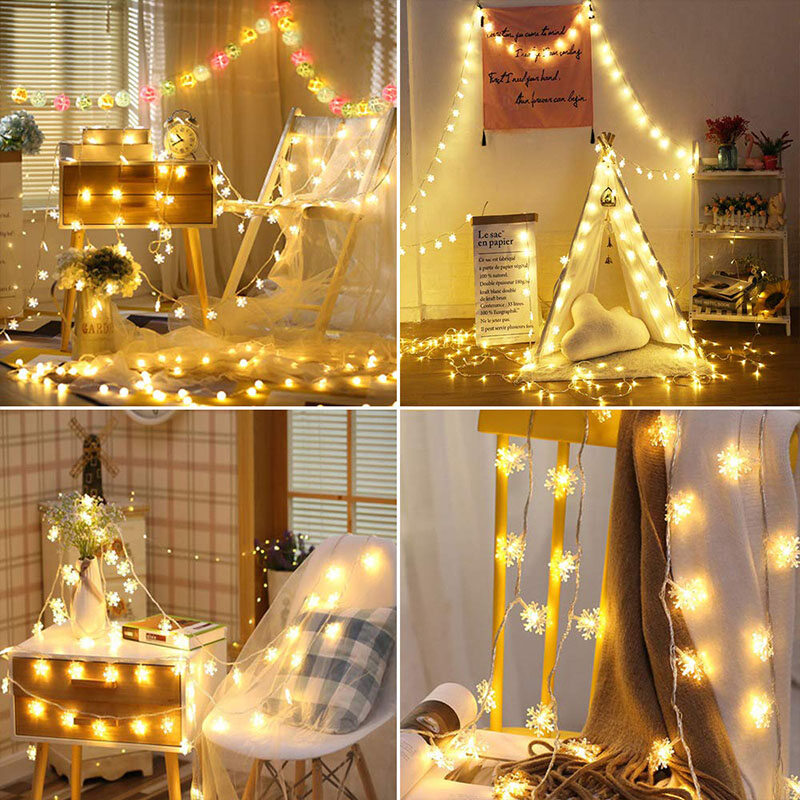 Dây Đèn 20LED 2.5/3M Dây Đèn Thần Tiên Dây Đèn Tuyết/Ngôi Sao Năm Cánh Trang Trí Phòng Tiệc Giáng Sinh Lãng Mạn