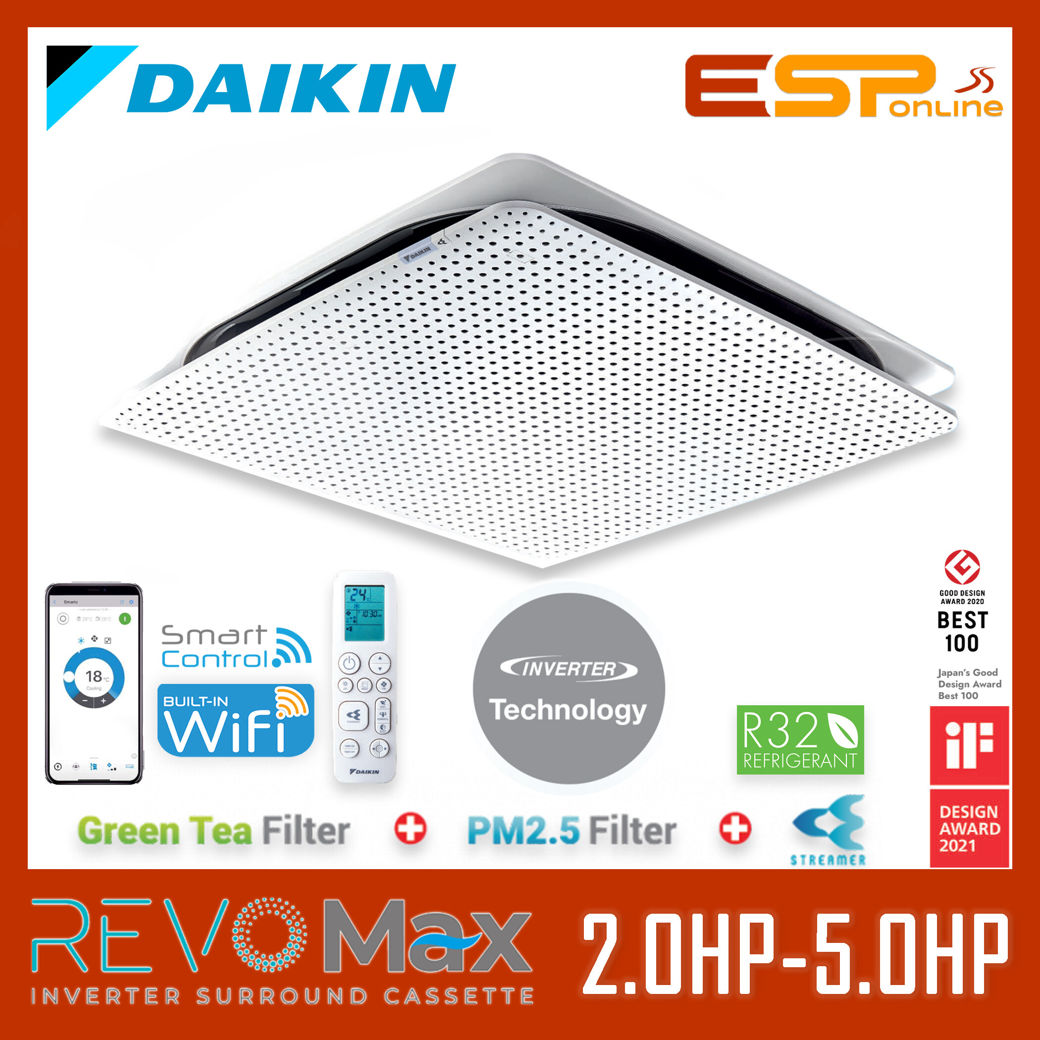 Daikin R Revo Max Inverter Premium Ceiling Cassette Fcfg A Series Active Plasma Ion Pm