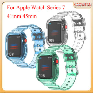 Dây Đeo Silicone Kẹo Trong Suốt Mới + Ốp Cho Dây Đeo Apple Watch Series 7 thumbnail