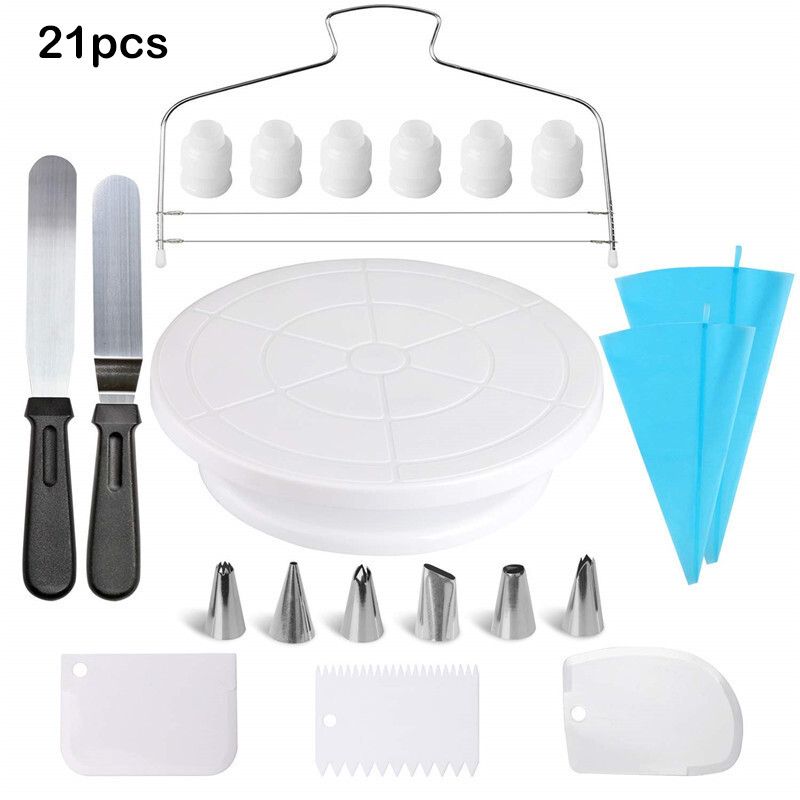 Bộ dụng cụ trang trí bánh bàn xoay 164 chi tiết, dụng cụ trang trí bánh chống trượt, Tự làm bánh