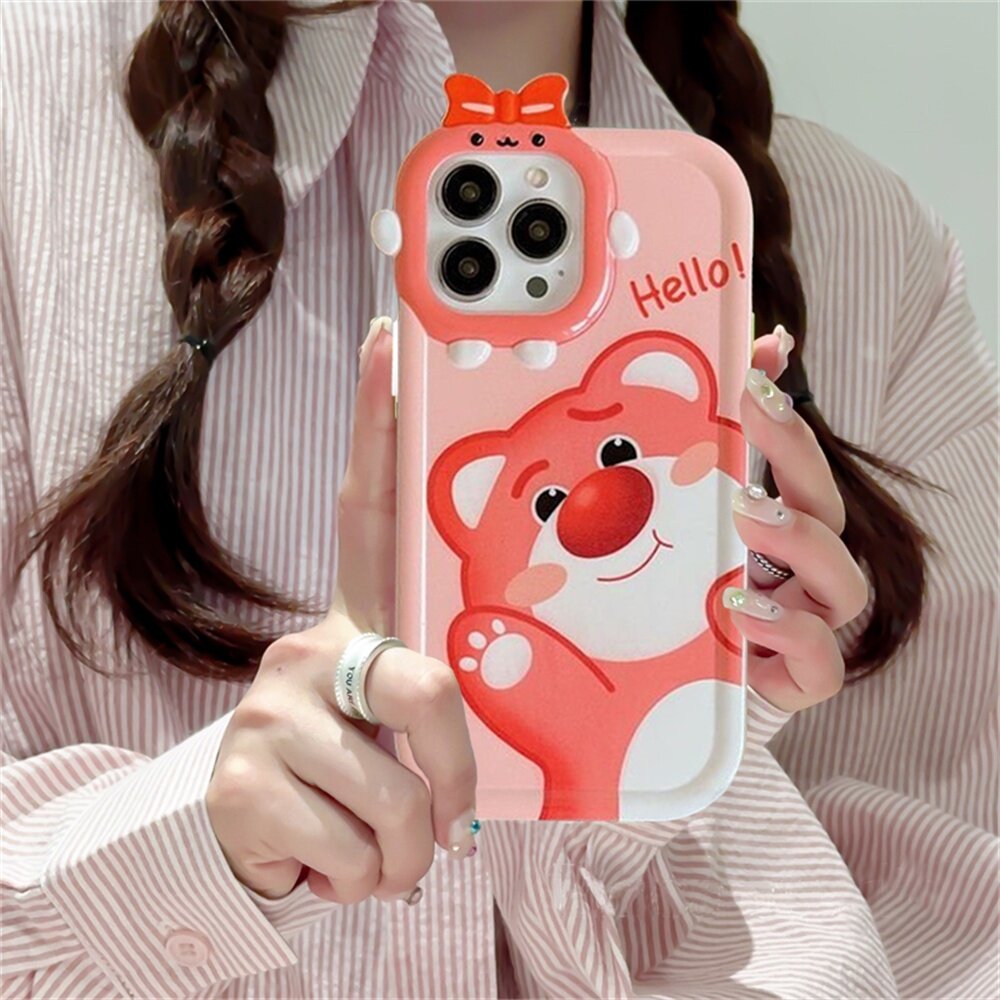 Vỏ HP Realme C53 10 Realme C55 C35 C33 C31 C30 Realme C11 9i 6i 5S 5I 7i C15 C12 C25 c21y c25y C20 C3 C17 Realme C2 C1 narzo 50A thủ dễ thương phim hoạt hình lotso dâu gấu con quỷ nhỏ ống kính ốp chống sốc